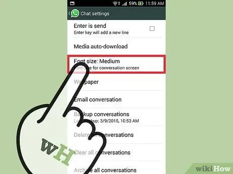 Canvieu la mida del tipus de lletra al pas 9 de WhatsApp