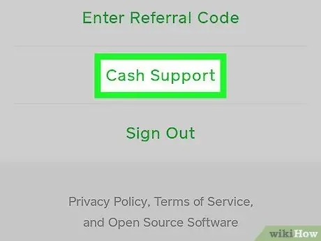 Póngase en contacto con la aplicación Cash, paso 2