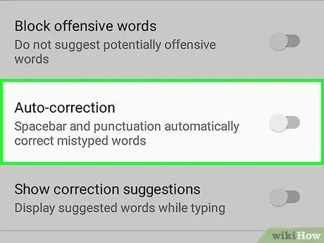 Desactiveu la correcció automàtica a Android Pas 5