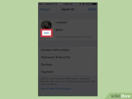 5 veiksme pakeiskite „Apple ID“nuotrauką „iPhone“