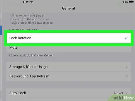 Užrakinkite „iPad“ekrano orientaciją 9 veiksmas