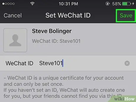 Changez votre identifiant WeChat Étape 7