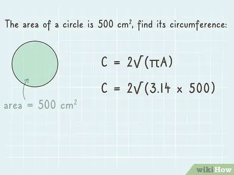 Finn omkretsen til en sirkel ved å bruke området Trinn 2