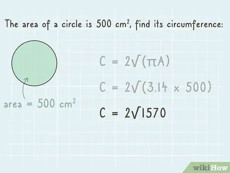 Намерете обиколката на кръг, използвайки неговата площ Стъпка 3