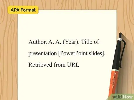 Navedite PowerPoint u APA -i Korak 1