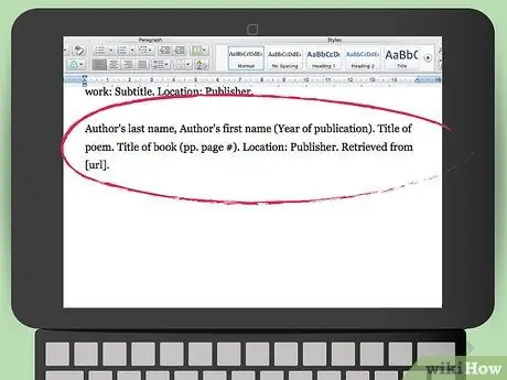 Մեջբերեք բանաստեղծություն ՝ օգտագործելով APA ոճը Քայլ 10