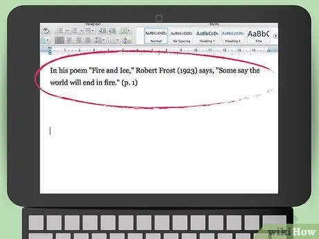 Մեջբերեք բանաստեղծություն ՝ օգտագործելով APA ոճը Քայլ 4