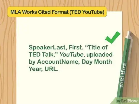 বিধায়ক ধাপ 5 এ একটি TED টক উদ্ধৃত করুন