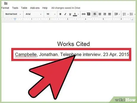 Cytowanie wywiadu w formacie MLA Krok 6