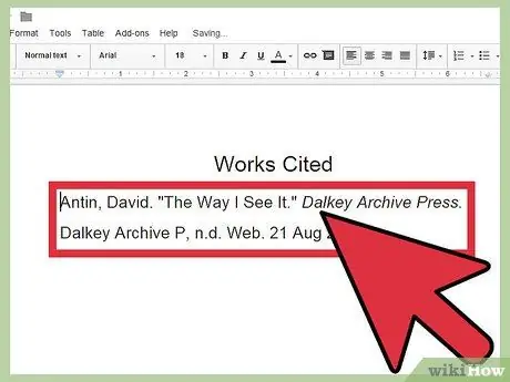 Citera en intervju i MLA -format Steg 8