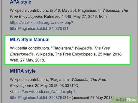 Cite um artigo da Wikipedia em formato MLA, Etapa 13