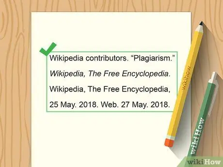 Taja Nakala ya Wikipedia katika muundo wa MLA Hatua ya 14