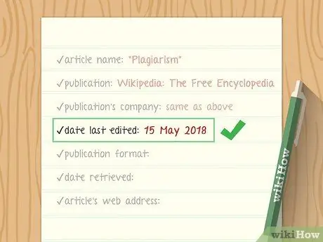 Verwys na 'n Wikipedia -artikel in MLA -formaat Stap 4