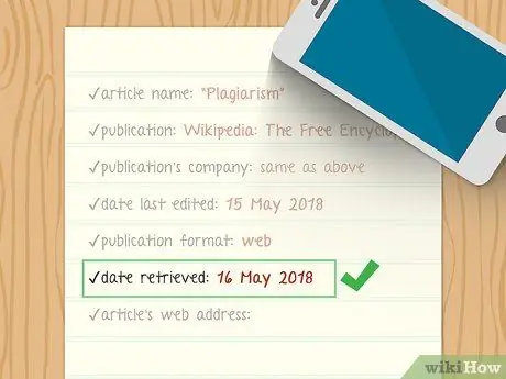 5. Adımda MLA Formatında bir Wikipedia Makalesinden alıntı yapın