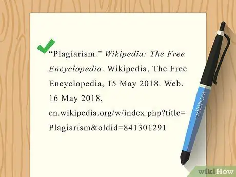 Trích dẫn một bài viết trên Wikipedia ở định dạng MLA Bước 7