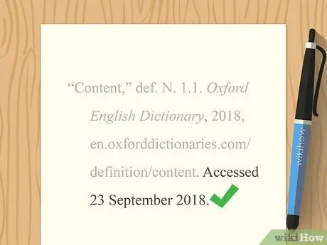 Citer une signification du dictionnaire dans l'étape 12 du MLA