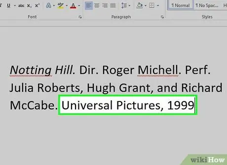 Citeer een film met MLA-stijl Stap 5