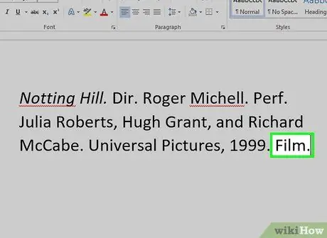Citeer een film met MLA-stijl Stap 6