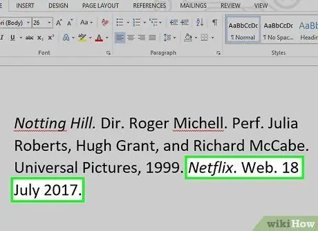 Citiranje filma pomoću stila MLA Korak 8