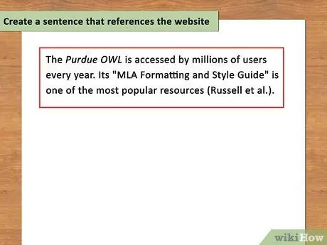 Navedite web stranicu koristeći MLA format 13. korak