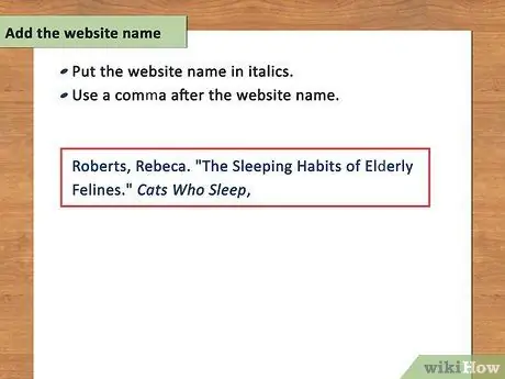 Sitere et nettsted ved hjelp av MLA -format Trinn 9