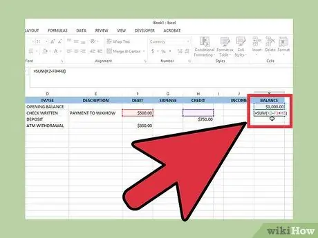 Microsoft Excel менен жөнөкөй чек китепчесин түзүңүз Кадам 11