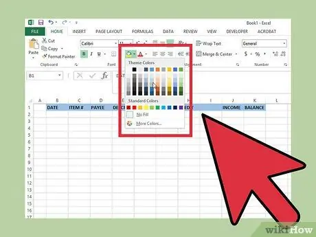 Crie um talão de cheques simples, registre-se no Microsoft Excel Etapa 4