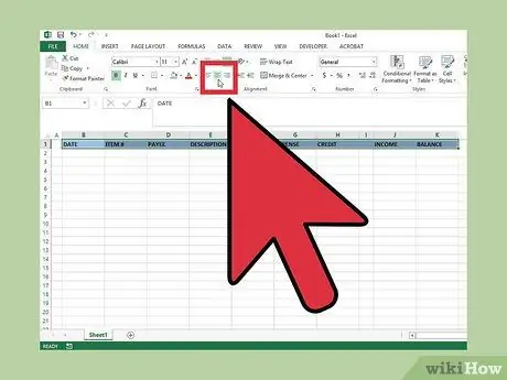 צור רישום פנקס צ'קים פשוט באמצעות Microsoft Excel שלב 6