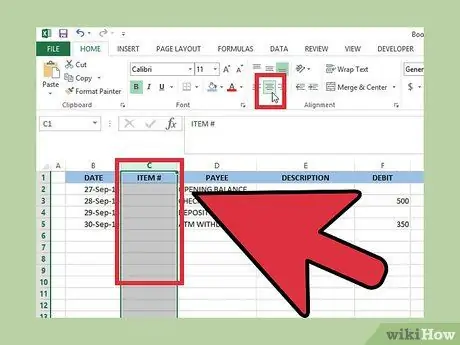 Crie um talão de cheques simples, registre-se no Microsoft Excel Etapa 9