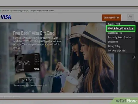 Kontroleer u saldo op u Visa -geskenkkaart Stap 2