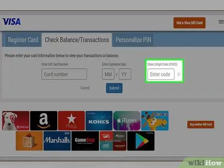 Controleer het saldo van uw Visa-cadeaukaart Stap 5