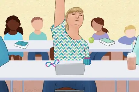 Girl Raises Hand in Class