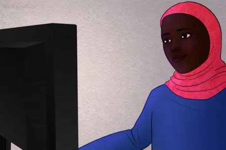 Hijabi Girl at Computer