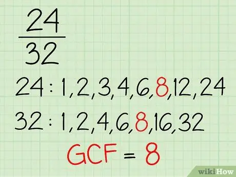 Réduire les fractions Étape 2