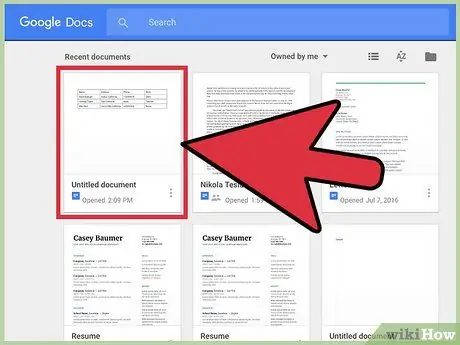 Ștergeți un tabel în Google Docs Pasul 2