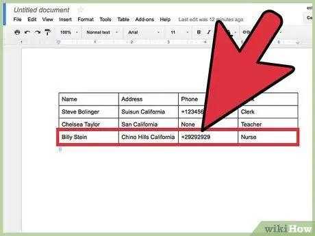 Docնջել աղյուսակը Google Փաստաթղթերում Քայլ 3