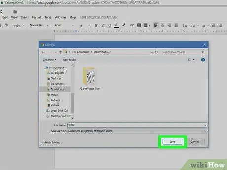 Išsaugokite „Google“dokumentą 17 veiksmas