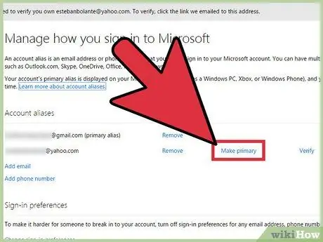 Ndryshoni emailin tuaj kryesor për një llogari të Microsoft Hapi 7