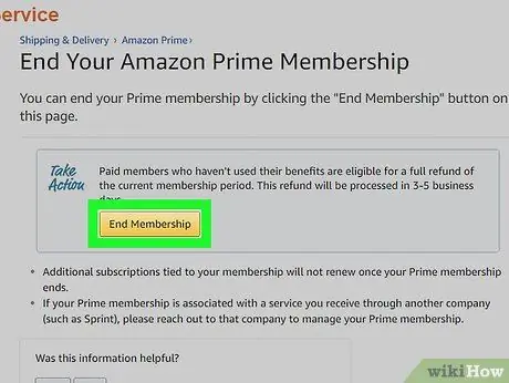 Анулирайте Amazon Prime Стъпка 2