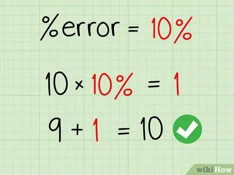 Calculeu el percentatge d'error del pas 7