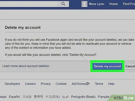 Permanently Delete a Facebook Account Step 2