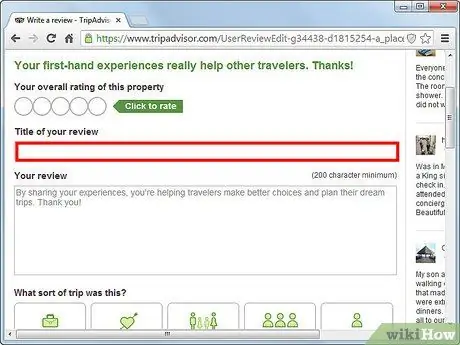 TripAdvisor дээр сэтгэгдэл бичих 4 -р алхам