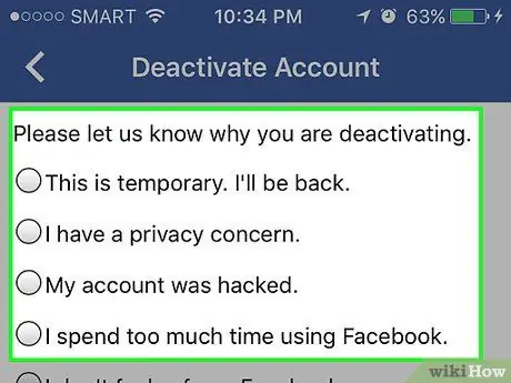 I-deactivate ang isang Facebook Account Hakbang 9