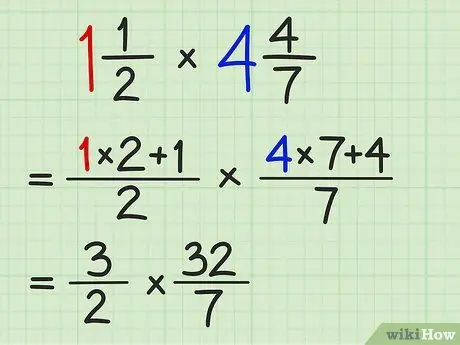 पूर्ण संख्याओं के साथ भिन्नों को गुणा करें चरण 1