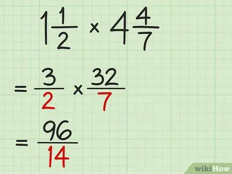 Multiplique as frações com números inteiros, etapa 3