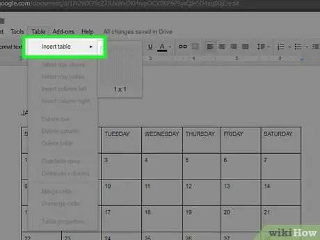 Create a Calendar in Google Docs Step 10