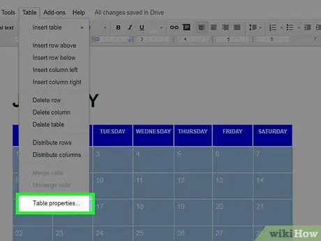 Create a Calendar in Google Docs Step 11