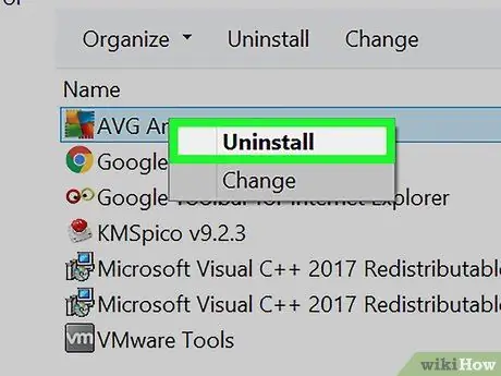 Avinstaller AVG Trinn 15