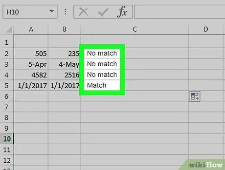 Confronta i dati in Excel Passaggio 4