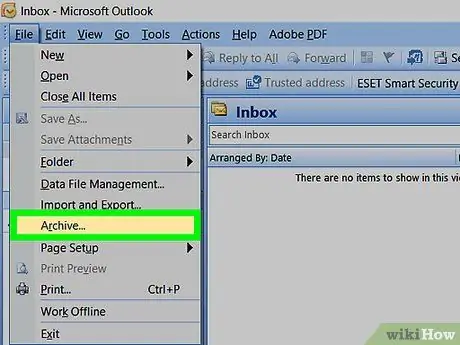 Archiver dans Outlook 2007 Étape 1